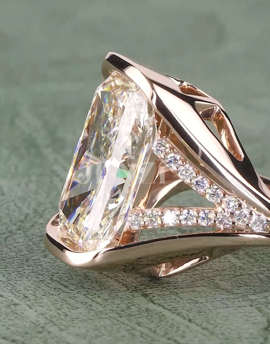 Royal Prism 8.40 Carat Radiant Cut Diamond Ring F-VS1 (IGI Certified) | Jenny Jewells