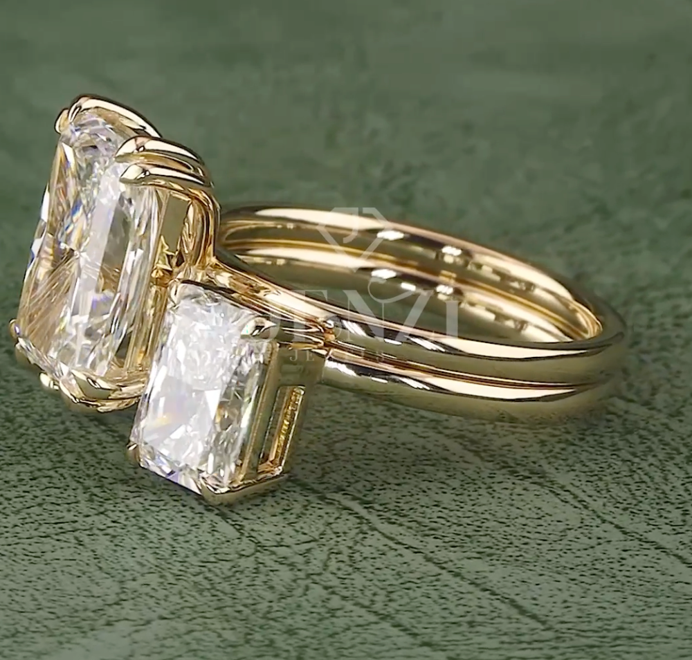 Imperial Trinity 9.08 Carat IGI Certified Emerald Cut Diamond Ring | Jenny Jewells