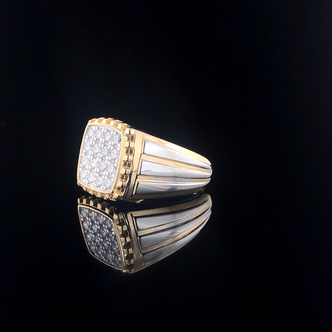 Square Men's Ring with a sleek, modern design in white, yellow, or rose gold. A bold and sophisticated statement piece for everyday wear or formal occasions.