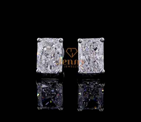 Radiant Diamond Earrings with a 4.00 CT radiant-cut diamond set in white, yellow, or rose gold. A sophisticated and timeless jewelry piece designed for brilliance and refinement.