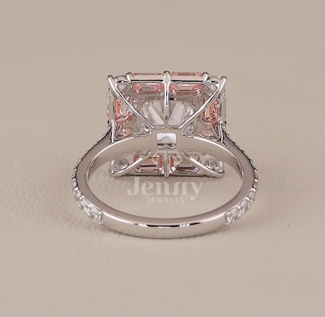 Blush Royale 4.23 Carat IGI Certified Emerald & Cushion Cut Diamond Ring | Jenny Jewells - JENNY JEWELLS
