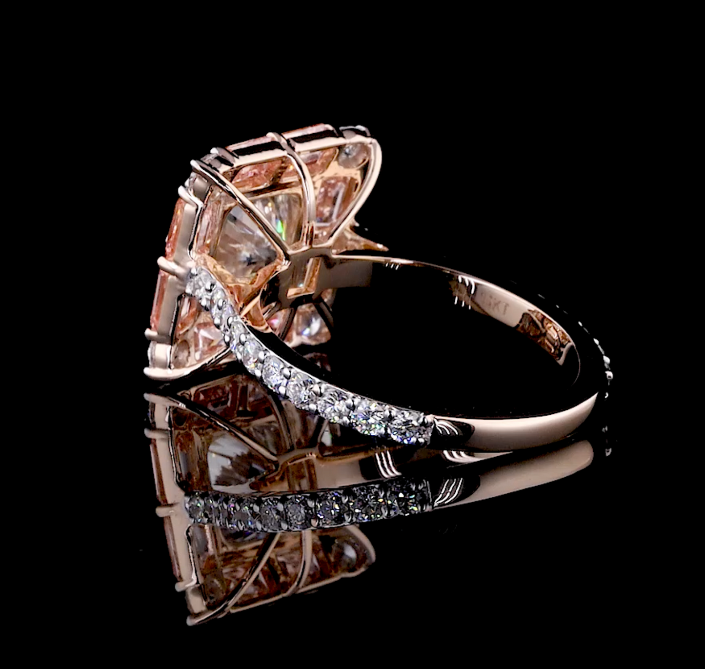 Blush Royale 4.23 Carat IGI Certified Emerald & Cushion Cut Diamond Ring | Jenny Jewells - JENNY JEWELLS