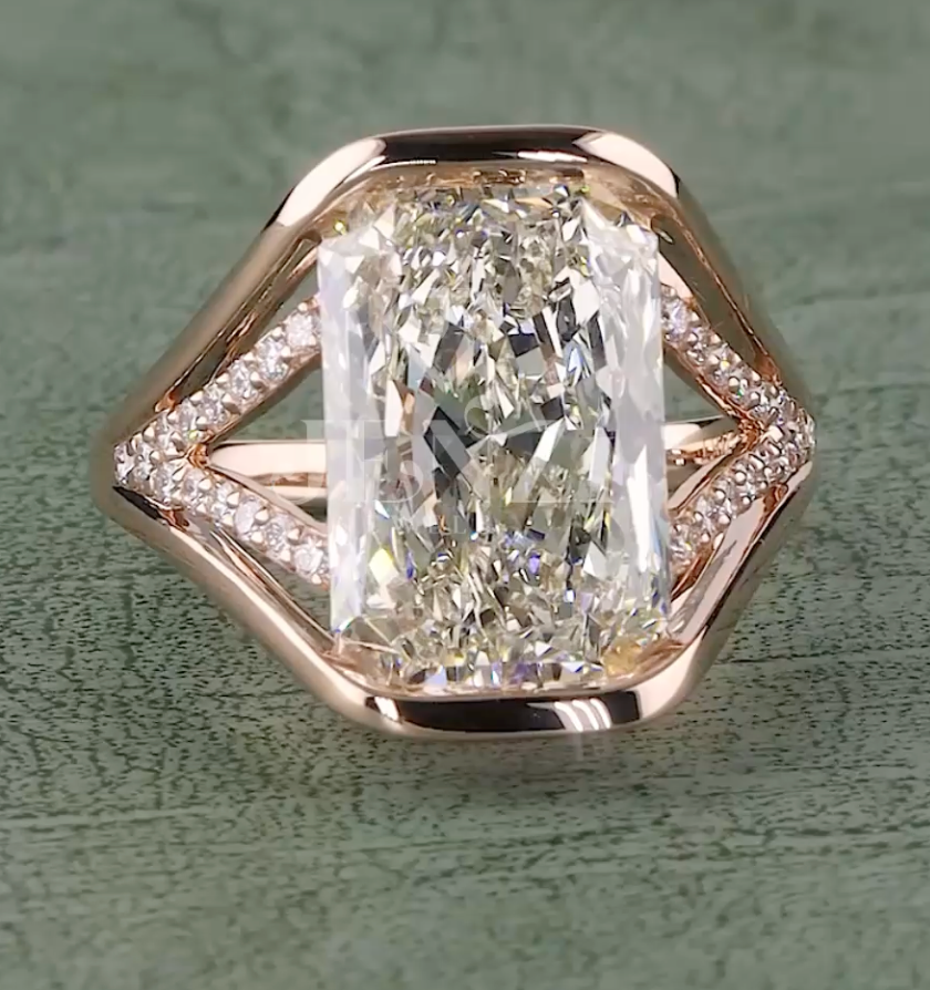 Royal Prism 8.40 Carat Radiant Cut Diamond Ring F-VS1 (IGI Certified) | Jenny Jewells