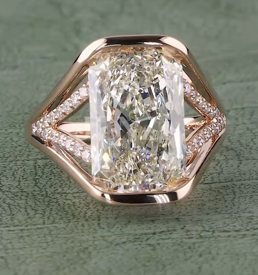 Royal Prism 8.40 Carat Radiant Cut Diamond Ring F-VS1 (IGI Certified) | Jenny Jewells