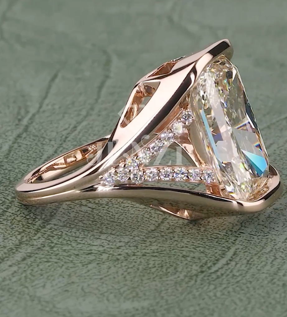 Royal Prism 8.40 Carat Radiant Cut Diamond Ring F-VS1 (IGI Certified) | Jenny Jewells