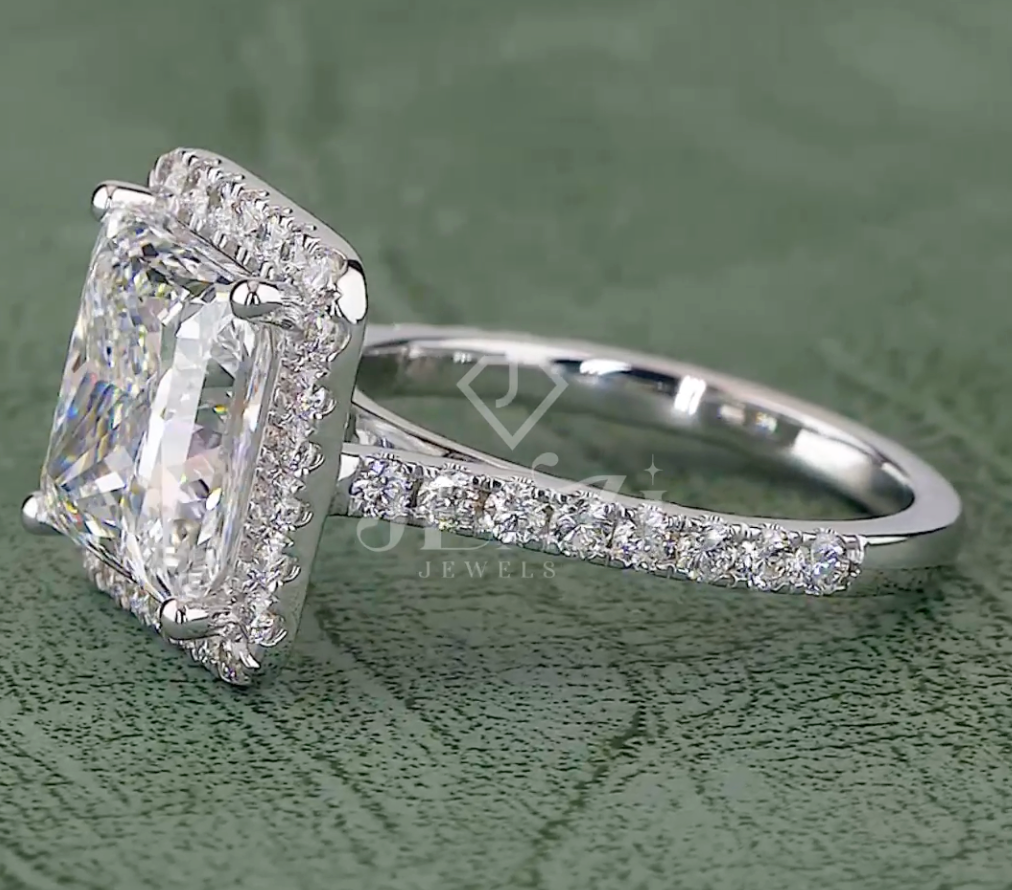 Regal Aura 5.85 Carat IGI Certified Princess Cut Halo Diamond Ring | Jenny Jewells