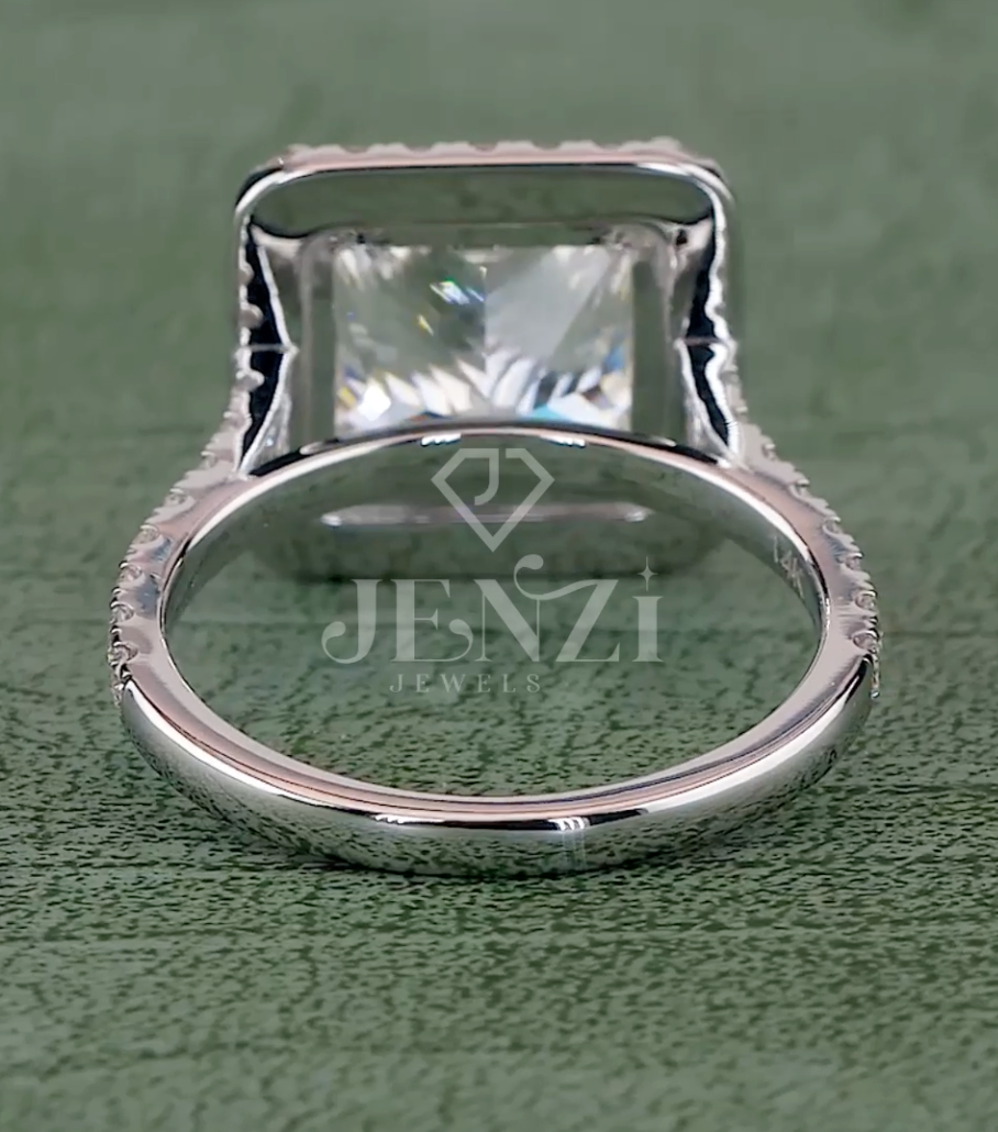 Regal Aura 5.85 Carat IGI Certified Princess Cut Halo Diamond Ring | Jenny Jewells