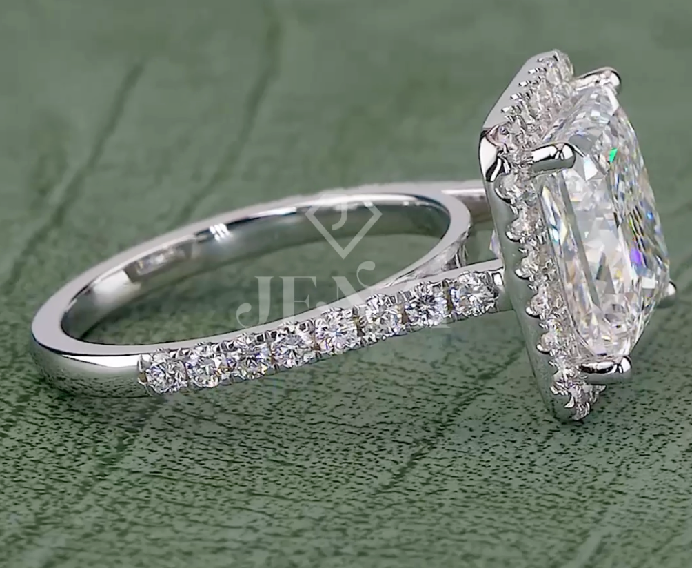 Regal Aura 5.85 Carat IGI Certified Princess Cut Halo Diamond Ring | Jenny Jewells