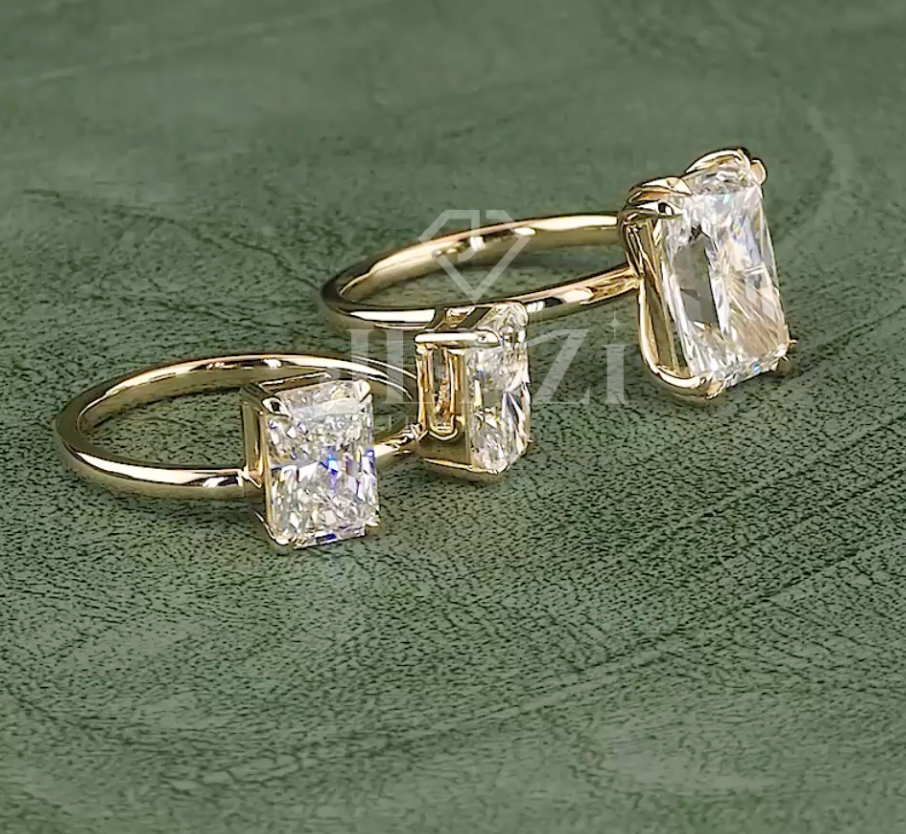 Imperial Trinity 9.08 Carat IGI Certified Emerald Cut Diamond Ring | Jenny Jewells