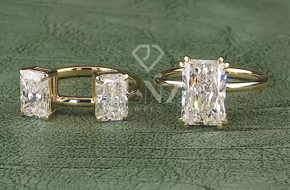Imperial Trinity 9.08 Carat IGI Certified Emerald Cut Diamond Ring | Jenny Jewells