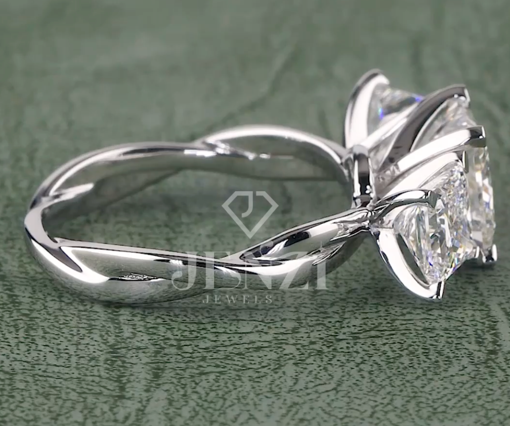 Imperial Trinity 4.20 Carat Princess Cut Diamond Ring F-VS1 (IGI Certified) | Jenny Jewells