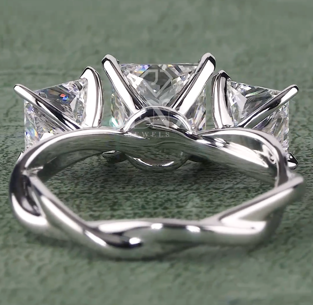 Imperial Trinity 4.20 Carat Princess Cut Diamond Ring F-VS1 (IGI Certified) | Jenny Jewells