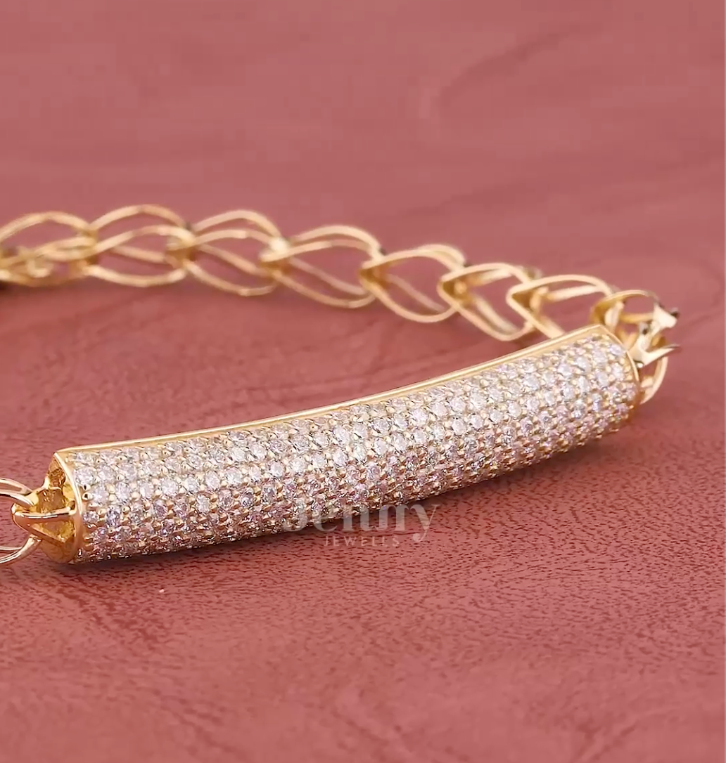 Luna Glow Pavé Lab-Grown Diamond Bar Bracelet in Gold | Jenny Jewells - JENNY JEWELLS