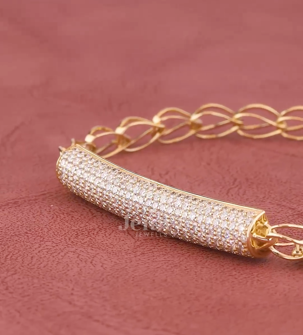 Luna Glow Pavé Lab-Grown Diamond Bar Bracelet in Gold | Jenny Jewells - JENNY JEWELLS