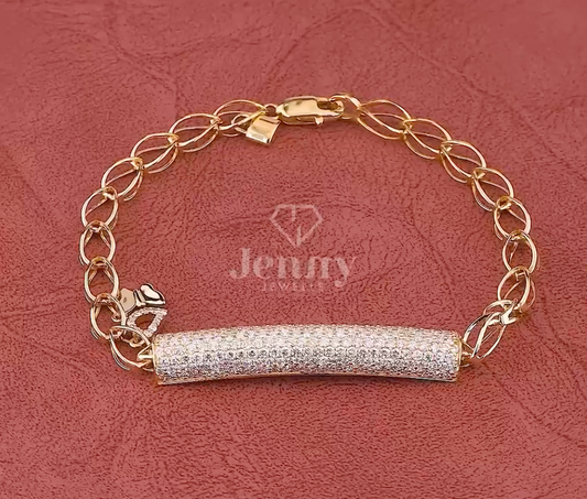 Luna Glow Pavé Lab-Grown Diamond Bar Bracelet in Gold | Jenny Jewells - JENNY JEWELLS