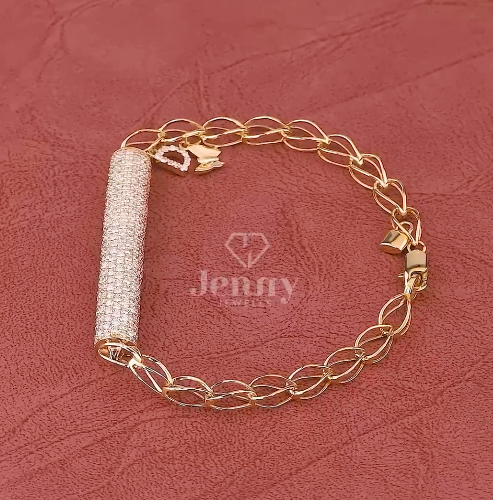 Luna Glow Pavé Lab-Grown Diamond Bar Bracelet in Gold | Jenny Jewells - JENNY JEWELLS
