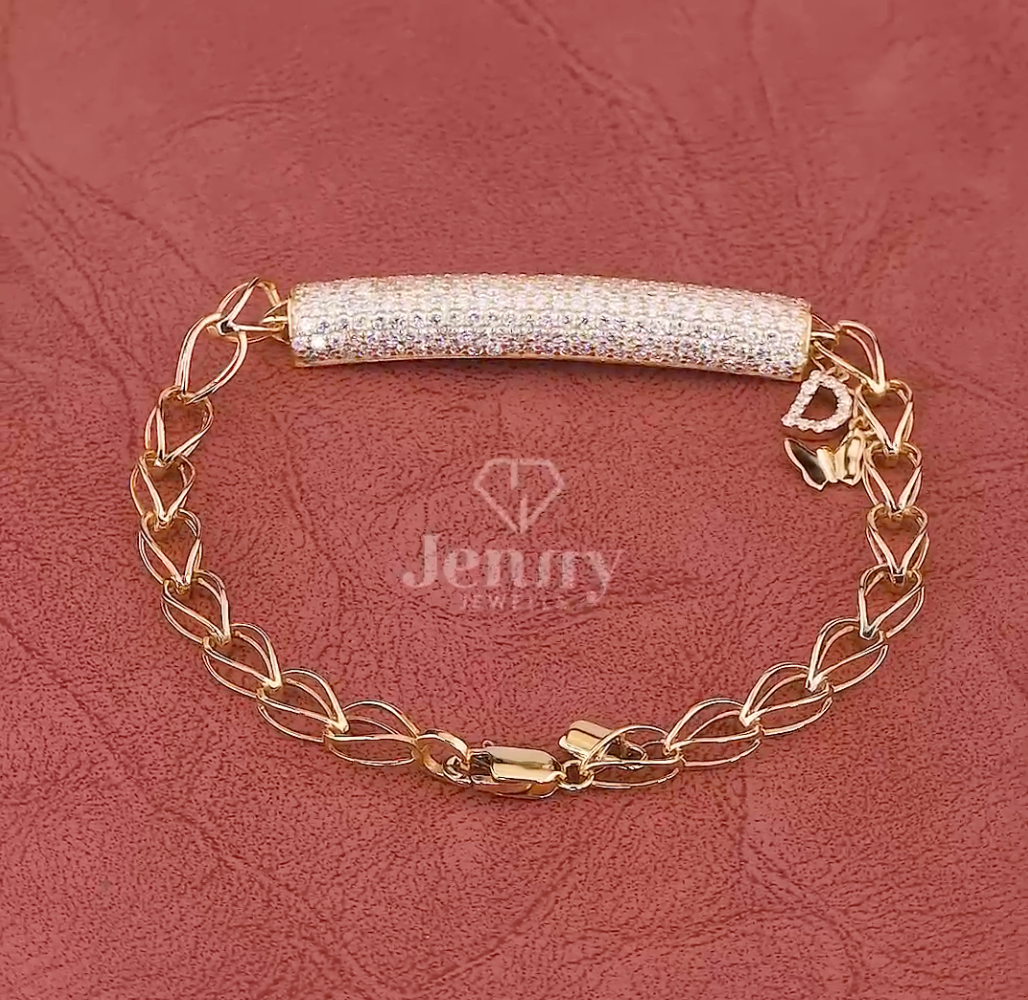 Luna Glow Pavé Lab-Grown Diamond Bar Bracelet in Gold | Jenny Jewells - JENNY JEWELLS