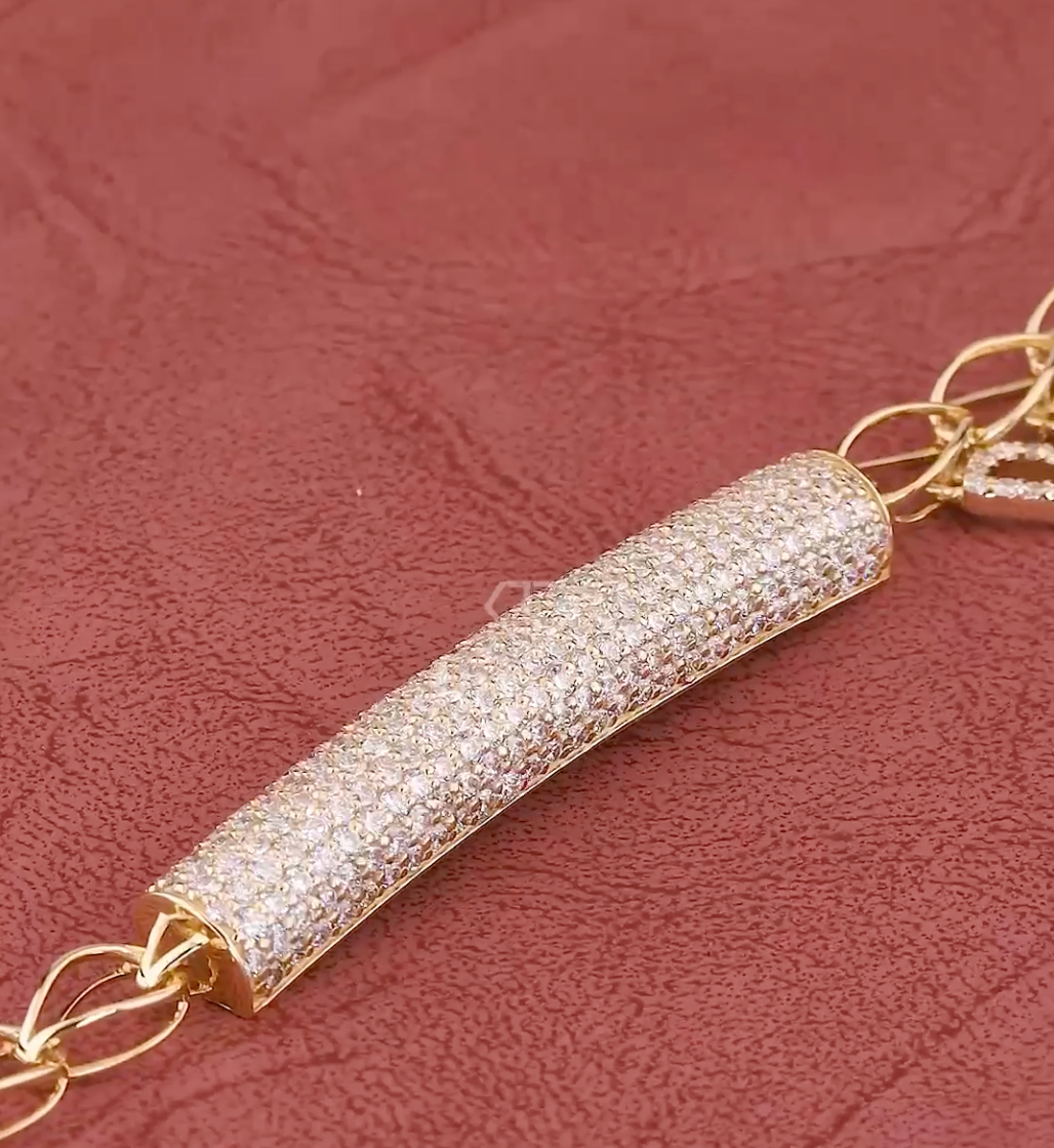 Luna Glow Pavé Lab-Grown Diamond Bar Bracelet in Gold | Jenny Jewells - JENNY JEWELLS
