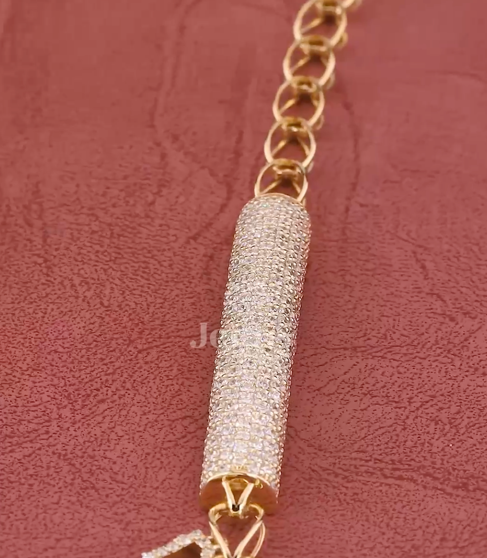 Luna Glow Pavé Lab-Grown Diamond Bar Bracelet in Gold | Jenny Jewells - JENNY JEWELLS