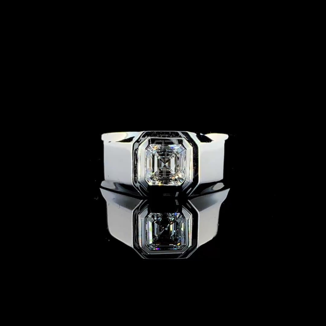 Asscher Cut Solitaire Men’s Ring - JENNY JEWELLS