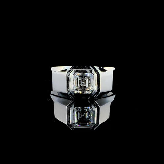 Asscher Cut Solitaire Men’s Ring - JENNY JEWELLS