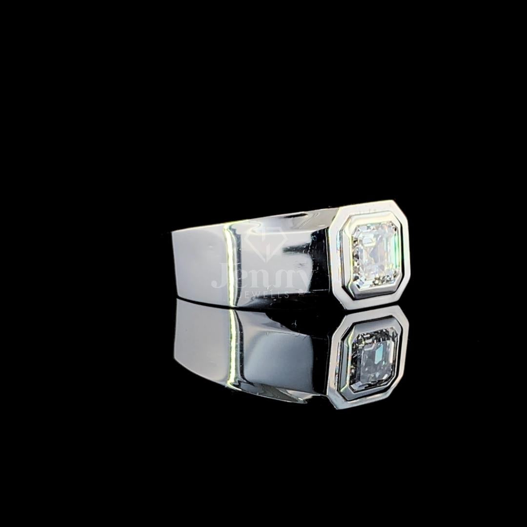 Asscher Cut Solitaire Men’s Ring - JENNY JEWELLS