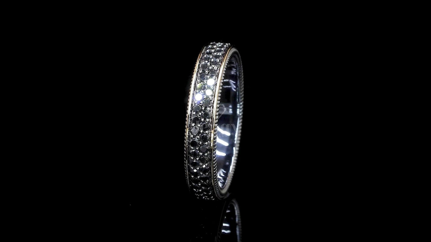 Stunning black diamond band ring with 80 stones and 1.12ct total weight in 14K/18K gold